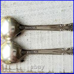 Frank M Whiting Sterling Silver & Crystal Salt Cellar & Original Sterling Spoons