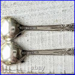 Frank M. Whiting Sterling Silver /Crystal Salt Cellar with Matching Silver Spoons
