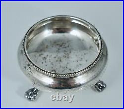 French 950 Sterling Harleux Claw Foot Salt Cellar Bowl Dish Antique Victorian