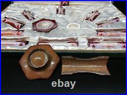 French Limoges Marylou Enameled Salts & Knife Rests in Orig Box ca. 1930's Signed