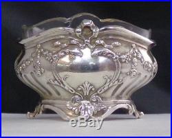 French Minerva 950 Sterling Silver Floral Art Nouveau Salt Cellar