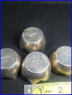 Full Set Silver Plate Salt Cellar Pots Carry Case Antique Velvet Liner