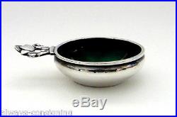 GEORG JENSEN ACORN STERLING ENAMELED SALT CELLAR & MATCHING SPOONJOHAN ROHDE