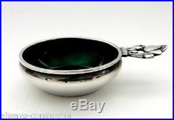 GEORG JENSEN ACORN STERLING ENAMELED SALT CELLAR & MATCHING SPOONJOHAN ROHDE