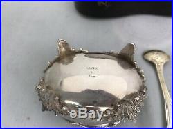 GORHAM SALT Cellar COIN SILVER 1855 Fitted Box Josephine Spoons Pair