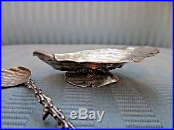 GORHAM SHELL Salt Cellar & Salt Spoon 1889 NARRAGANSETT Style STERLING SILVER