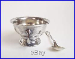 Gorham Sterling Silver Norfolk Pattern Master Open Salt Cellar Bowl Dish Spoon