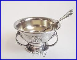 Gorham Sterling Silver Norfolk Pattern Master Open Salt Cellar Bowl Dish Spoon