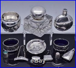 Great Estate Lot Sterling Silver Tiffany Money Clip Salt Cellar Bowls Inkwells +