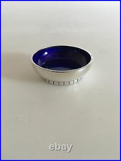Georg Jensen Bernadotte Sterling Silver Salt dish with blue Enamel #902B