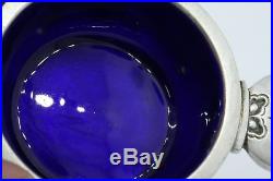 Georg Jensen Cactus Sterling Silver Cobalt Blue Enamel Salt Cellar Dish