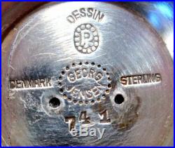 Georg Jensen Denmark Acorn 741 Sterling Blue Enameled Salt Cellar & Spoon 2Avail