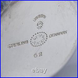 Georg Jensen Denmark Sterling Silver Salt Cellar Green Enamel, Acorn Pattern