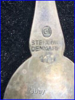 Georg Jensen Sterling/Blue Enamel Open Salt Cellar (No. 433) + Spoon (No. 110)