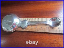 Georg Jensen Sterling SALT SPOON +CELLAR Set Old Danish #100 Blue Enamel Denmark