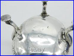 George II Sterling Silver Floral Blue Lined Salt Cellar c1740 London Antique