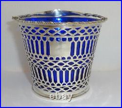 George III 1773 London PHILIP FREEMAN Sterling Silver & Glass Salt Cellar Basket