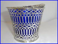 George III 1773 London PHILIP FREEMAN Sterling Silver & Glass Salt Cellar Basket