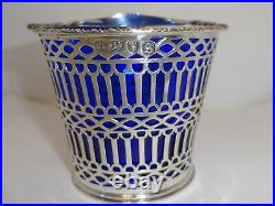 George III 1773 London PHILIP FREEMAN Sterling Silver & Glass Salt Cellar Basket