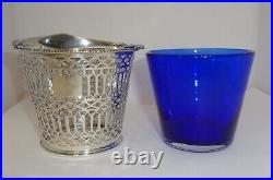 George III 1773 London PHILIP FREEMAN Sterling Silver & Glass Salt Cellar Basket