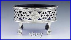 Georgian English Sterling Set 4 Cobalt Salt Cellars 1781