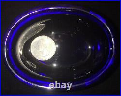 German Hanau Big 800 Sterling Silver Open Salt Cellar Cobalt Glass NeoClassical
