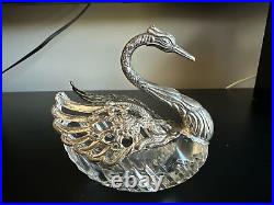 German Sterling Silver & Cut Crystal Master Salt Cellar Swan 5
