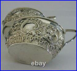 Good Sized English Solid Sterling Silver Salt Cellars 1894 Victorian Antique