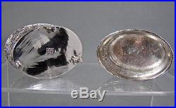 Gorgeous Pair Chinese Export Silver Carved Bamboo Salt Cellars w Glass WANG HING
