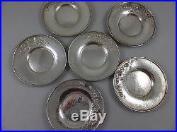Gorham Aesthetic Japanese Inspired Sterling Bread Plates (6) with gilded flowers