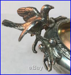 Gorham Coin Sterling Silver Open Salt Cellar Figural Birds 1860s