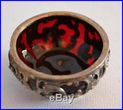 Gorham and Whiting Ruby Glass and Heavy Sterling Silver Overlay Master Salts