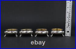 Great Set 4 1868 Victorian English Sterling Silver Lion Paw Foot Salt Cellars