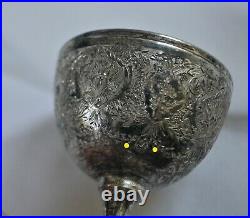 Group of Persian Silver Small Items Salt Cellars, Salt Shakers, Egg Cups etc