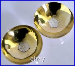 HAND MADE PAIR OF SOLID STERLING SILVER GILT ROSE SALT CELLARS 2023 ENGLISH 30g