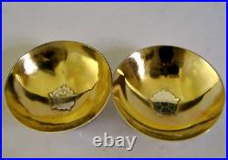 HAND MADE PAIR OF SOLID STERLING SILVER GILT ROSE SALT CELLARS 2023 ENGLISH 30g