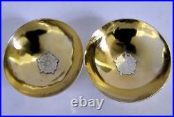 HAND MADE PAIR OF SOLID STERLING SILVER GILT ROSE SALT CELLARS 2023 ENGLISH 30g