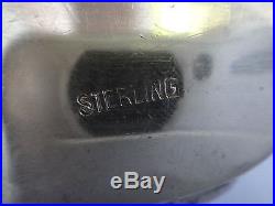 Heavy Sterling Swan Salt Cellar Glass Insert Spoon Detailed