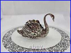 Hallmarked Vintage Silver Textured Swan Salt Cellar