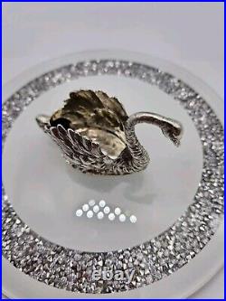 Hallmarked Vintage Silver Textured Swan Salt Cellar