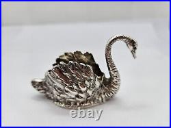 Hallmarked Vintage Silver Textured Swan Salt Cellar