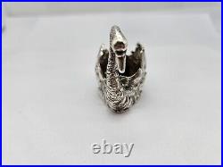 Hallmarked Vintage Silver Textured Swan Salt Cellar