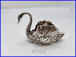 Hallmarked Vintage Silver Textured Swan Salt Cellar