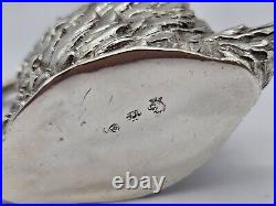 Hallmarked Vintage Silver Textured Swan Salt Cellar