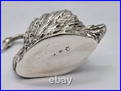 Hallmarked Vintage Silver Textured Swan Salt Cellar