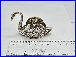 Hallmarked Vintage Silver Textured Swan Salt Cellar