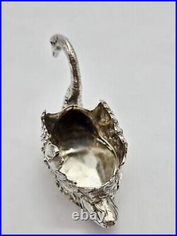 Hallmarked Vintage Silver Textured Swan Salt Cellar