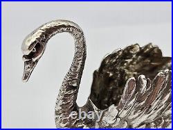 Hallmarked Vintage Silver Textured Swan Salt Cellar