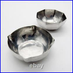 Hammered Open Salts Pair Anna Eicher Sterling Silver Hand Wrought