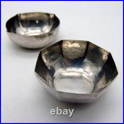 Hammered Open Salts Pair Anna Eicher Sterling Silver Hand Wrought